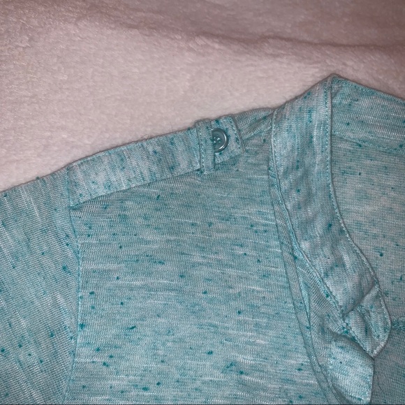 ❗️SOLD❗️ Aqua Button Down Quarter Sleeve Shirt - Picture 5 of 8